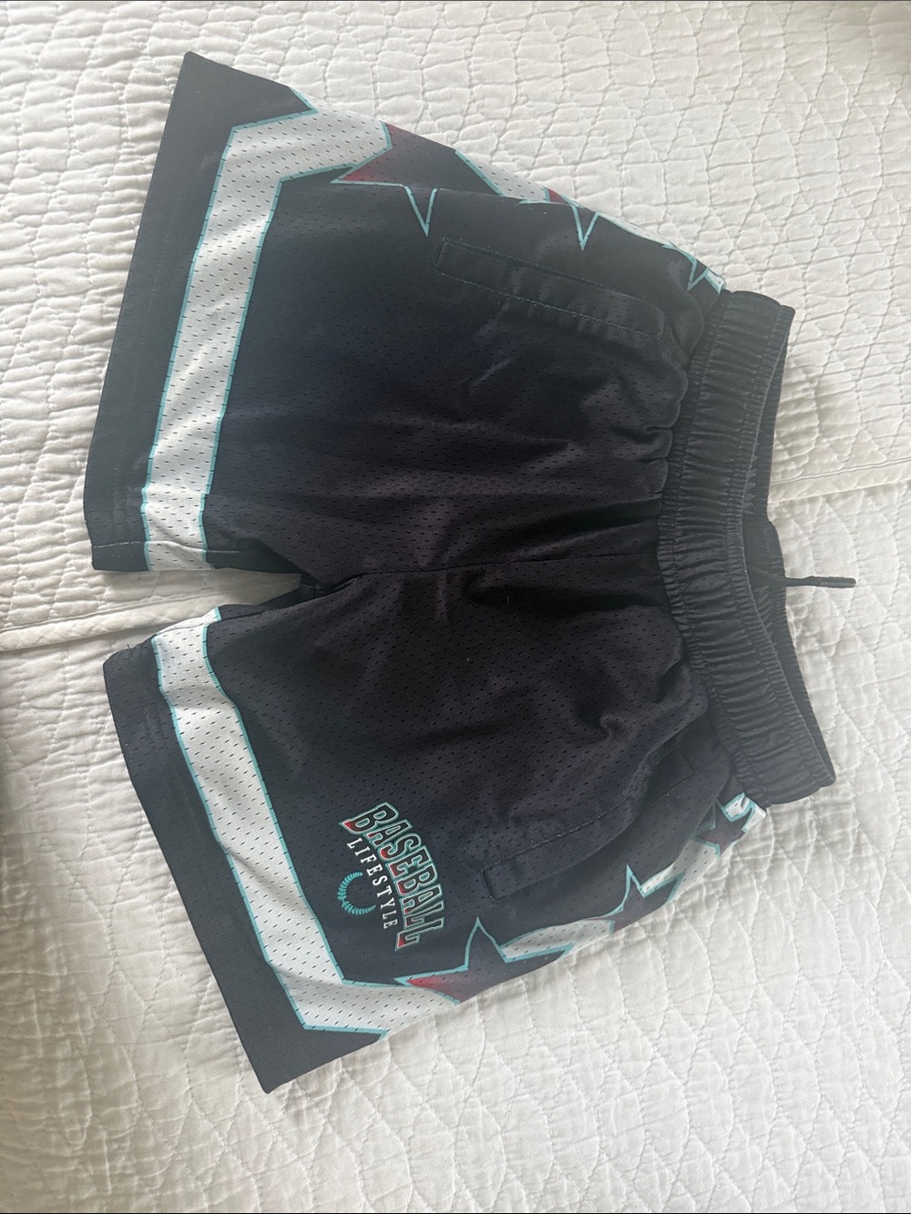 Baseball Lifestyle Kids' Black Athletic Shorts with Teal Trim